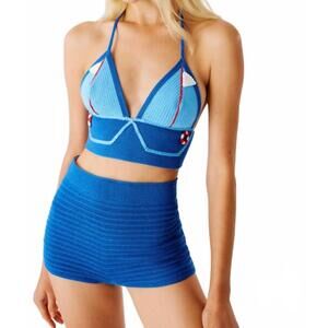 NEW MY BEACHY SIDE bateau hand crochet bralette in navy